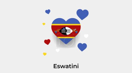Téléchargez les illustrations : Drapeau Eswatini forme de coeur avec des cœurs supplémentaires icône vectorielle illustration - en licence libre de droit