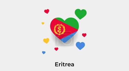 Illustration for Eritrea flag heart shape with additional hearts icon vector illustration - Royalty Free Image