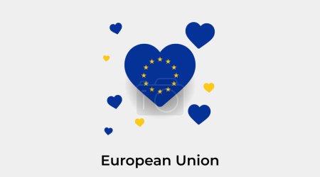 Téléchargez les illustrations : Drapeau de l'Union européenne forme de coeur avec des coeurs supplémentaires illustration vectorielle icône - en licence libre de droit