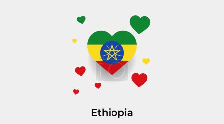 Ilustración de Etiopía bandera forma de corazón con ilustración adicional icono corazones vector - Imagen libre de derechos
