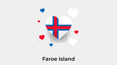 Téléchargez les illustrations : Faroe Island drapeau forme de coeur avec des cœurs supplémentaires icône vectorielle illustration - en licence libre de droit