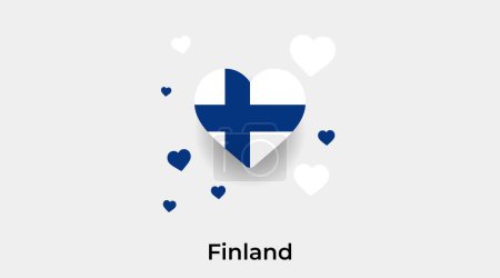 Illustration for Finland flag heart shape with additional hearts icon vector illustration - Royalty Free Image