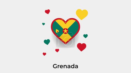 Illustration for Grenada flag heart shape with additional hearts icon vector illustration - Royalty Free Image