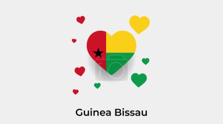 Illustration for Guinea Bissau flag heart shape with additional hearts icon vector illustration - Royalty Free Image
