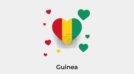 Téléchargez les illustrations : Drapeau Guinée forme de coeur avec des coeurs supplémentaires icône vectorielle illustration - en licence libre de droit