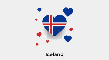 Illustration for Iceland flag heart shape with additional hearts icon vector illustration - Royalty Free Image