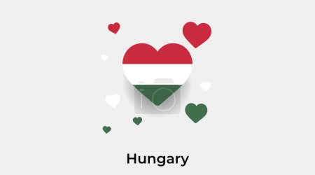 Téléchargez les illustrations : Hongrie drapeau forme de coeur avec des coeurs supplémentaires icône vectorielle illustration - en licence libre de droit