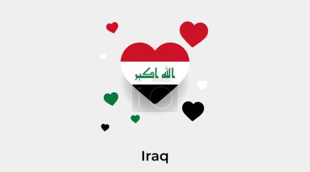 Illustration for Iraq flag heart shape with additional hearts icon vector illustration - Royalty Free Image