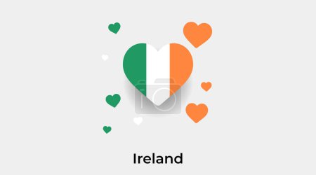 Téléchargez les illustrations : Irlande drapeau forme de coeur avec des coeurs supplémentaires icône vectorielle illustration - en licence libre de droit