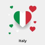 Italy flag heart shape with additional hearts icon vector illustration