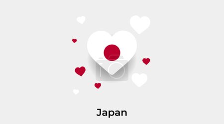 Ilustración de Bandera de Japón forma de corazón con ilustración adicional icono corazones vector - Imagen libre de derechos
