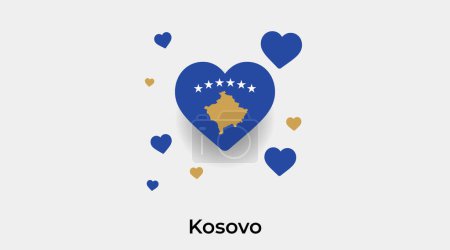 Illustration for Kosovo flag heart shape with additional hearts icon vector illustration - Royalty Free Image