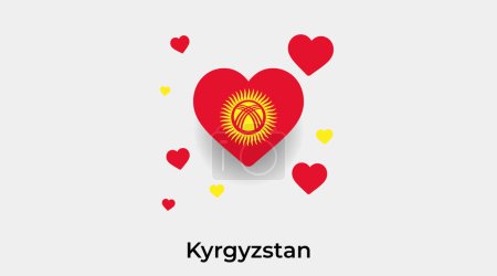 Téléchargez les illustrations : Kirghizistan drapeau forme de coeur avec des cœurs supplémentaires icône illustration vectorielle - en licence libre de droit