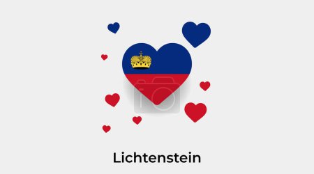 Ilustración de Forma del corazón bandera de Lichtenstein con ilustración adicional icono corazones vector - Imagen libre de derechos