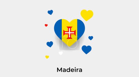 Ilustración de Bandera de Madeira forma de corazón con ilustración adicional icono corazones vector - Imagen libre de derechos