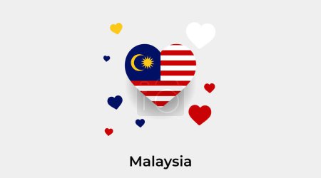 Illustration for Malaysia flag heart shape with additional hearts icon vector illustration - Royalty Free Image