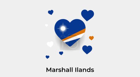 Téléchargez les illustrations : Marshall Ilands drapeau forme de coeur avec des cœurs supplémentaires icône vectorielle illustration - en licence libre de droit