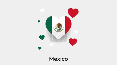 Téléchargez les illustrations : Drapeau mexicain forme de coeur avec des coeurs supplémentaires icône vectorielle illustration - en licence libre de droit
