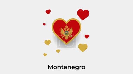 Téléchargez les illustrations : Drapeau du Monténégro forme de coeur avec des cœurs supplémentaires icône vectorielle illustration - en licence libre de droit