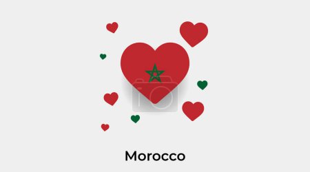 Illustration for Morocco flag heart shape with additional hearts icon vector illustration - Royalty Free Image