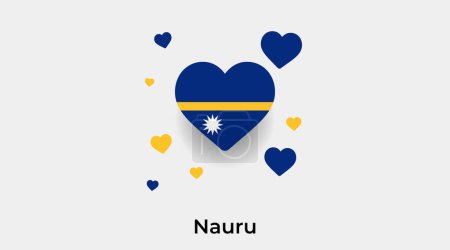 Téléchargez les illustrations : Drapeau Nauru forme de coeur avec des coeurs supplémentaires icône vectorielle illustration - en licence libre de droit