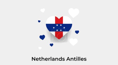 Téléchargez les illustrations : Antilles néerlandaises drapeau forme de coeur avec des coeurs supplémentaires icône vectorielle illustration - en licence libre de droit