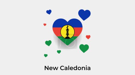 Téléchargez les illustrations : Nouvelle Calédonie drapeau forme de coeur avec des cœurs supplémentaires icône vectorielle illustration - en licence libre de droit