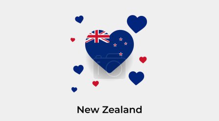 Illustration for New Zealand flag heart shape with additional hearts icon vector illustration - Royalty Free Image