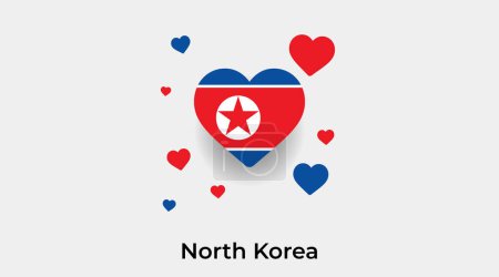 Illustration for North Korea flag heart shape with additional hearts icon vector illustration - Royalty Free Image