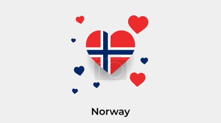 Téléchargez les illustrations : Drapeau Norvège forme de coeur avec des coeurs supplémentaires icône vectorielle illustration - en licence libre de droit