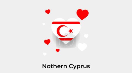 Illustration for Nothern Cyprus flag heart shape with additional hearts icon vector illustration - Royalty Free Image