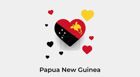 Téléchargez les illustrations : Papouasie-Nouvelle-Guinée drapeau forme de coeur avec des coeurs supplémentaires icône vectorielle illustration - en licence libre de droit