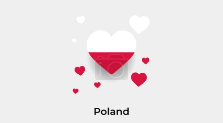 Illustration for Poland flag heart shape with additional hearts icon vector illustration - Royalty Free Image