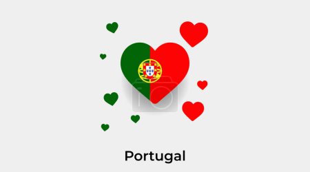 Illustration for Portugal flag heart shape with additional hearts icon vector illustration - Royalty Free Image