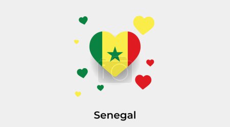 Ilustración de Senegal bandera forma de corazón con ilustración adicional icono corazones vector - Imagen libre de derechos