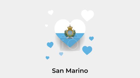 Ilustración de Bandera de San Marino forma de corazón con ilustración adicional icono corazones vector - Imagen libre de derechos