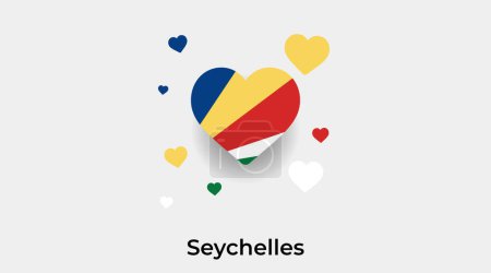 Téléchargez les illustrations : Drapeau des Seychelles forme de coeur avec des coeurs supplémentaires icône vectorielle illustration - en licence libre de droit