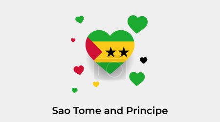 Illustration for Sao Tome and Principe flag heart shape with additional hearts icon vector illustration - Royalty Free Image