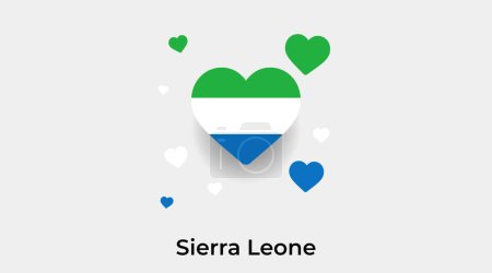 Illustration for Sierra Leone flag heart shape with additional hearts icon vector illustration - Royalty Free Image