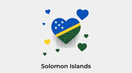 Téléchargez les illustrations : Drapeau des Îles Salomon forme de coeur avec des cœurs supplémentaires icône vectorielle illustration - en licence libre de droit