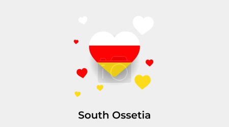 Illustration for South Ossetia flag heart shape with additional hearts icon vector illustration - Royalty Free Image