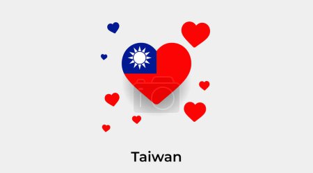 Téléchargez les illustrations : Drapeau de Taiwan forme de coeur avec des cœurs supplémentaires icône vectorielle illustration - en licence libre de droit