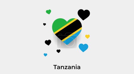 Illustration for Tanzania flag heart shape with additional hearts icon vector illustration - Royalty Free Image