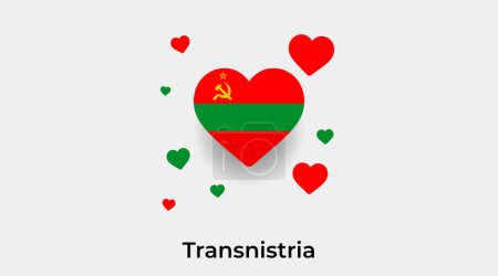 Illustration for Transnistria flag heart shape with additional hearts icon vector illustration - Royalty Free Image