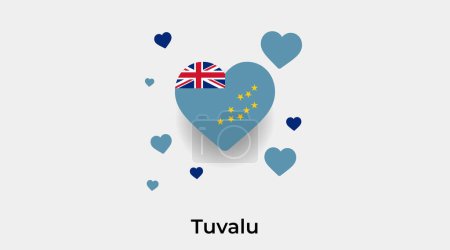 Illustration for Tuvalu flag heart shape with additional hearts icon vector illustration - Royalty Free Image