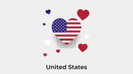 Téléchargez les illustrations : Drapeau des États-Unis forme de coeur avec des cœurs supplémentaires icône illustration vectorielle - en licence libre de droit