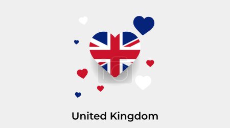 Illustration for United Kingdom flag heart shape with additional hearts icon vector illustration - Royalty Free Image