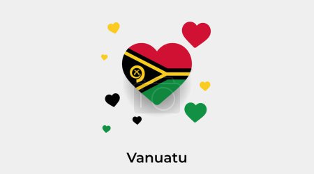 Téléchargez les illustrations : Vanuatu drapeau forme de coeur avec des cœurs supplémentaires icône vectorielle illustration - en licence libre de droit