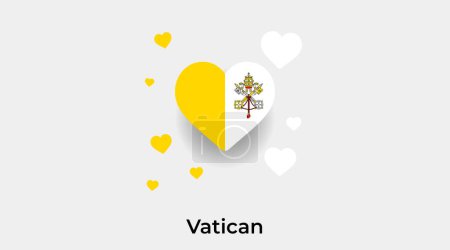 Illustration for Vatican flag heart shape with additional hearts icon vector illustration - Royalty Free Image