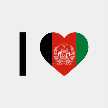 Téléchargez les illustrations : J'aime Afghanistan drapeau de pays vecteur icône illustration - en licence libre de droit